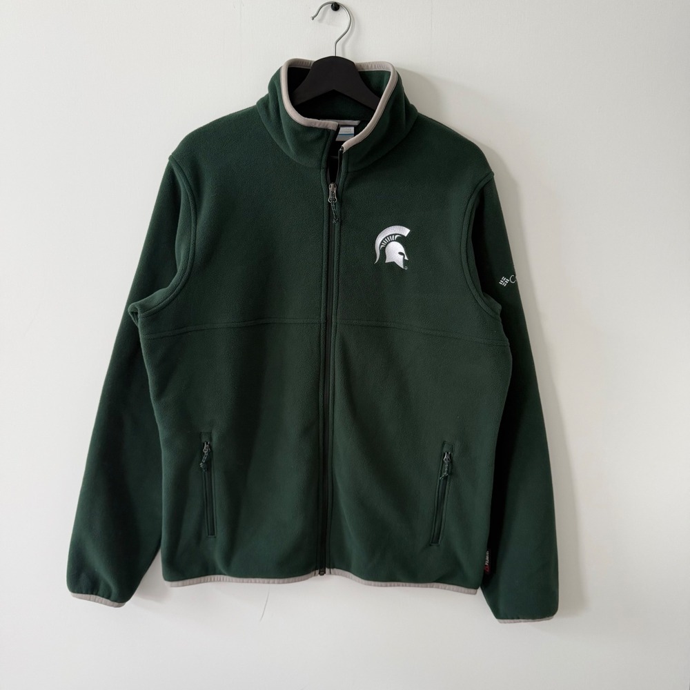 Columbia Michigan State Spartans Polartec Fleece Jacket Mens Medium Green XM2781